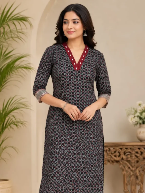 Mashru Printed Mirror Work Kurti