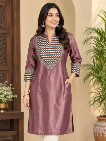 Mashru Silk Ajrakh Kurti